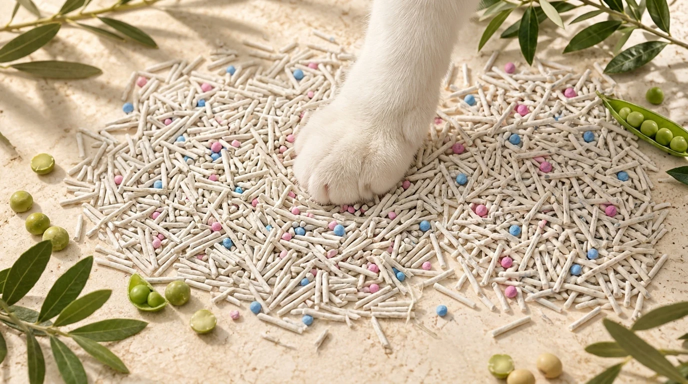 Pea fiber and NepiPaw tofu litter granules
