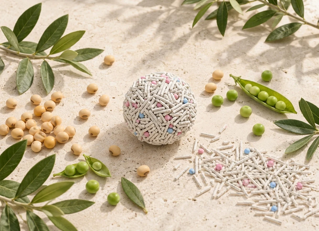 Soybean fiber and NepiPaw tofu litter granules
