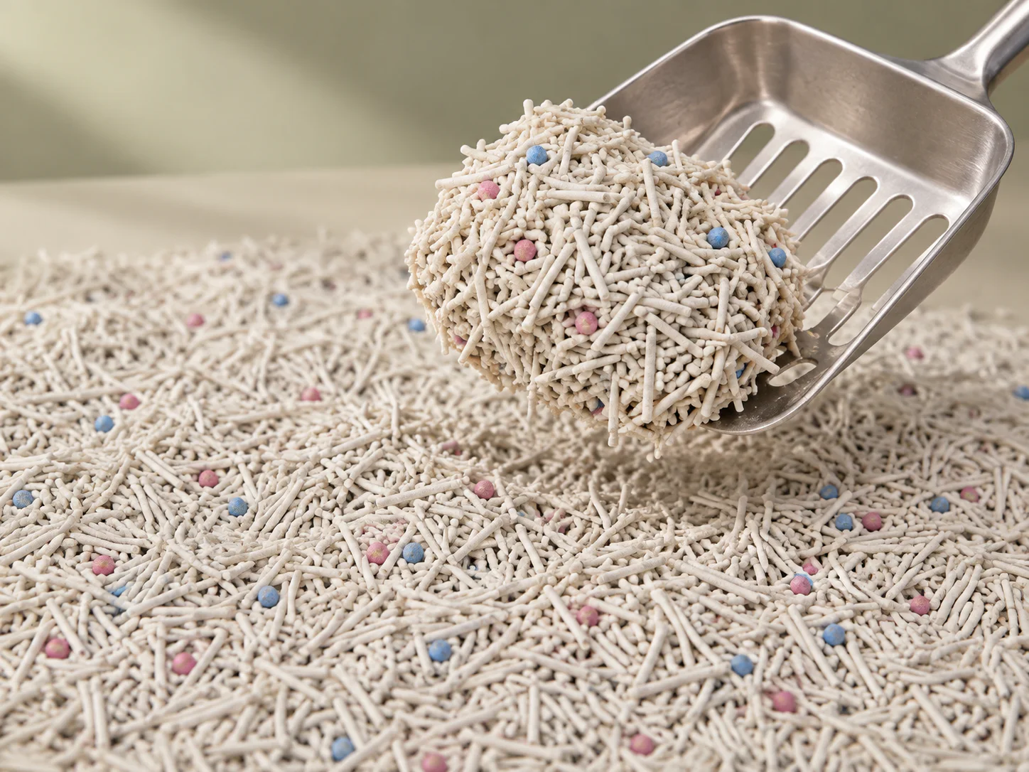 A compact NepiPaw clump lifted cleanly by a scoop
