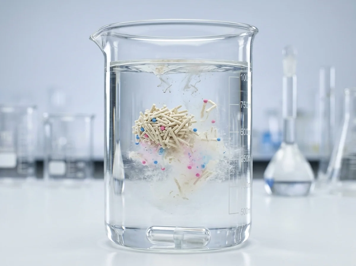 NepiPaw tofu cat litter clump quickly dissolving in beaker water test